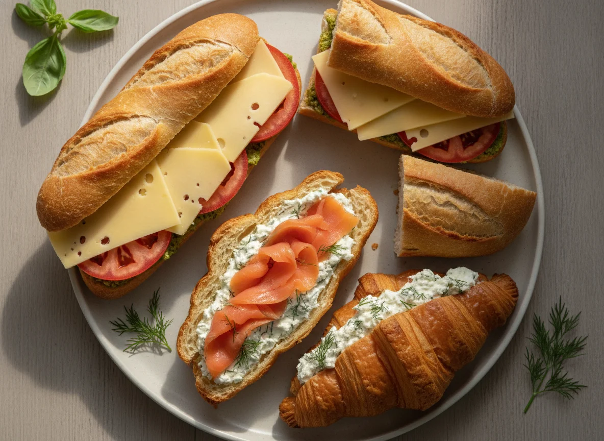 Assorted Sandwiches and Croissants photo