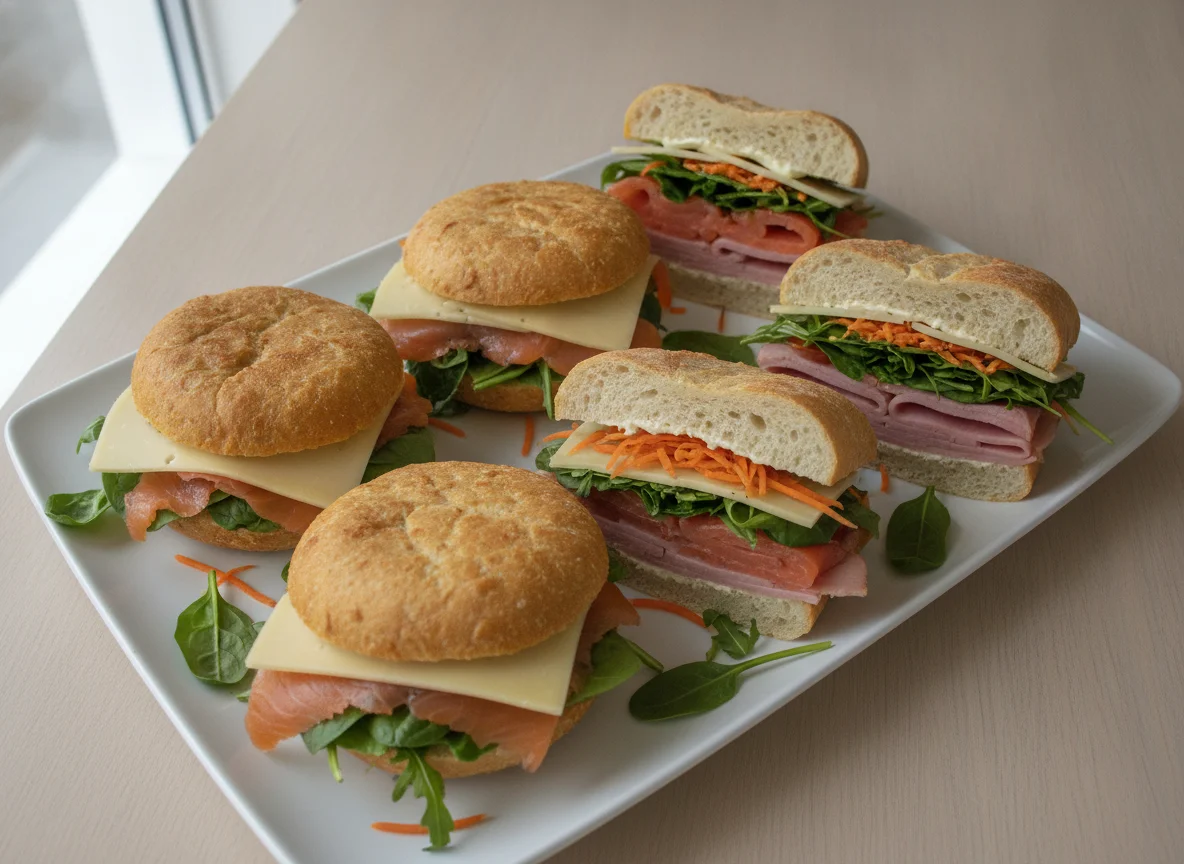 Assorted Sandwiches with Salmon and Ham photo