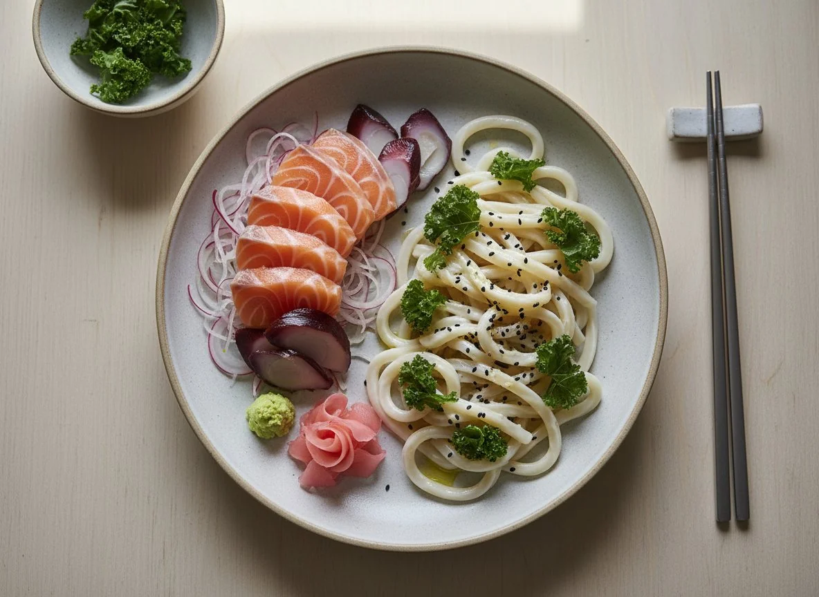 Assorted Sashimi and Creamy Udon photo