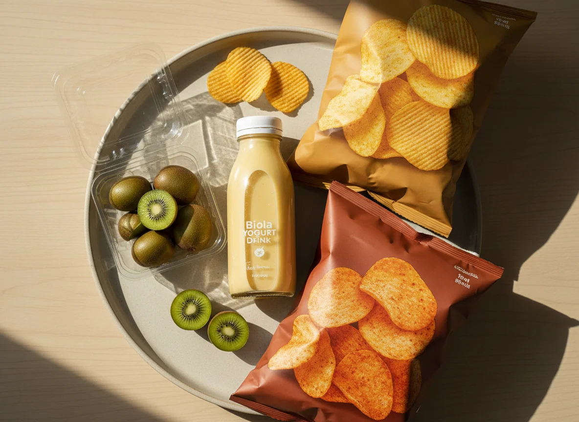 Assorted Snacks and Drink photo
