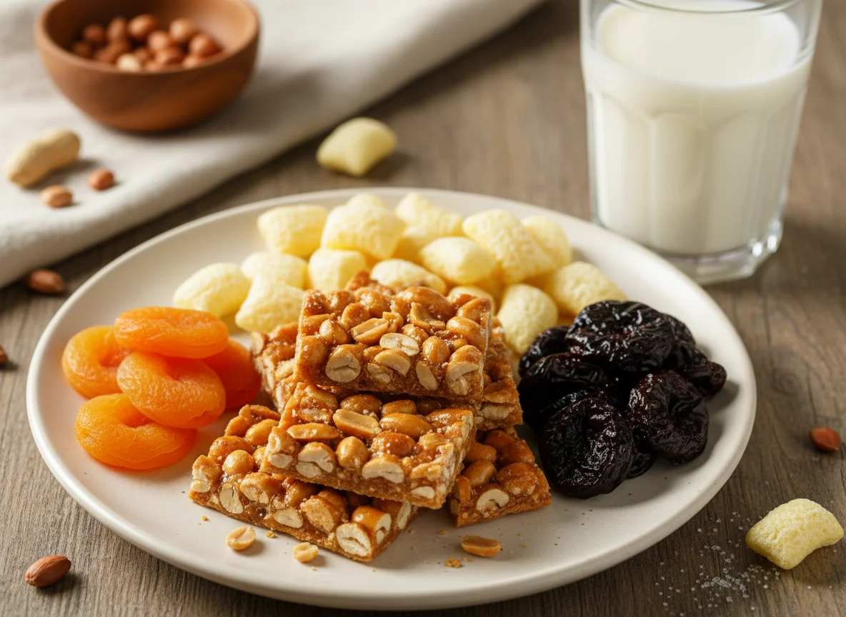 Assorted Snacks with Milk photo