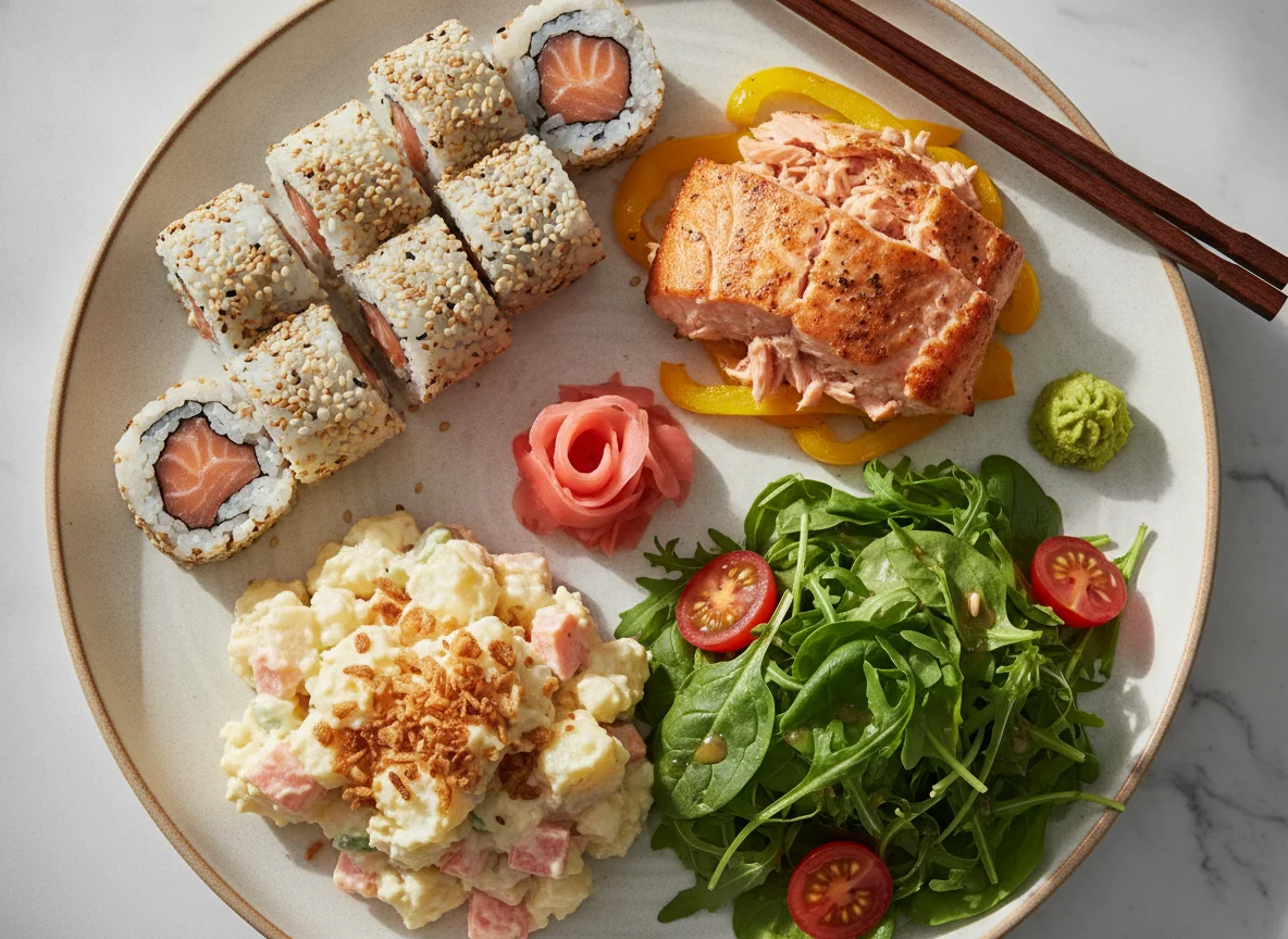 Assorted Sushi and Salad Plate photo