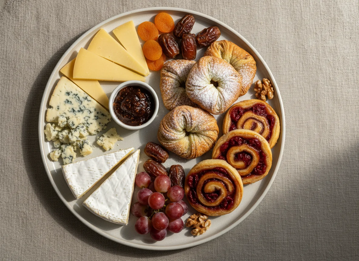 Assortment of Cheese and Sweets photo