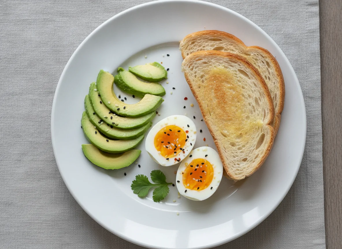 Avocado and boiled egg photo