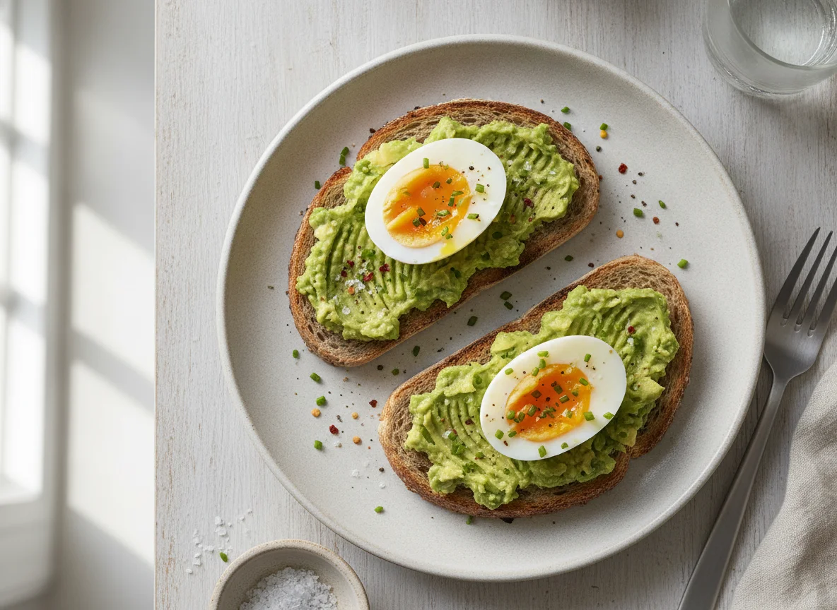 Avocado and Boiled Egg on Toast photo