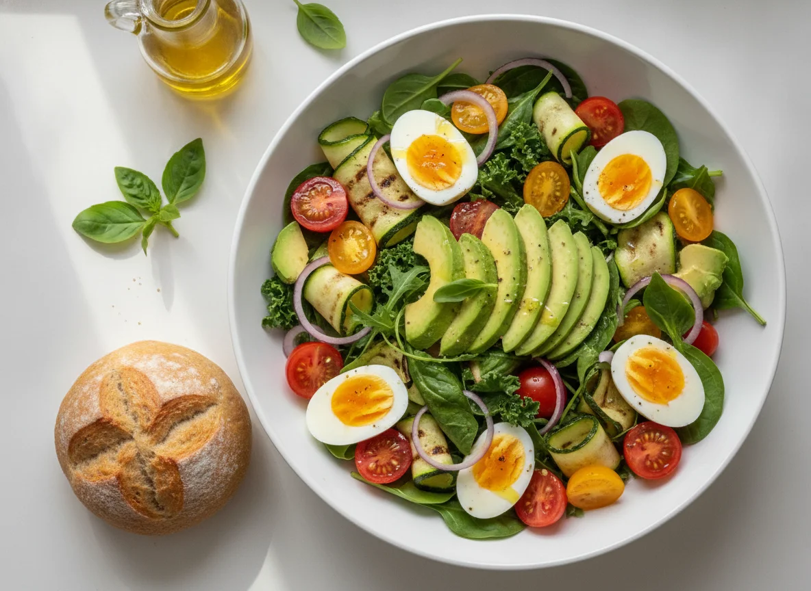 Avocado and Egg Salad Bowl with Wholemeal Bun photo