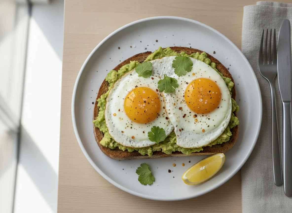 Avocado and Fried Egg on Toast photo