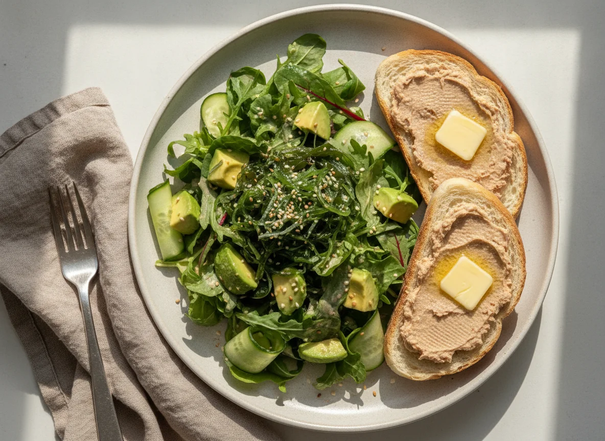 Avocado and Seaweed Salad with Toast photo