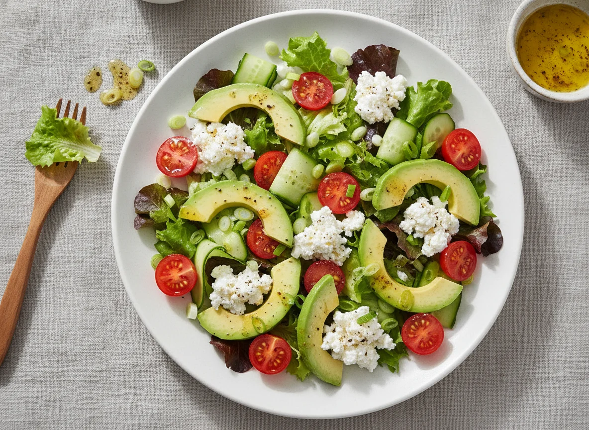 Avocado and Tomato Salad with Cottage Cheese photo