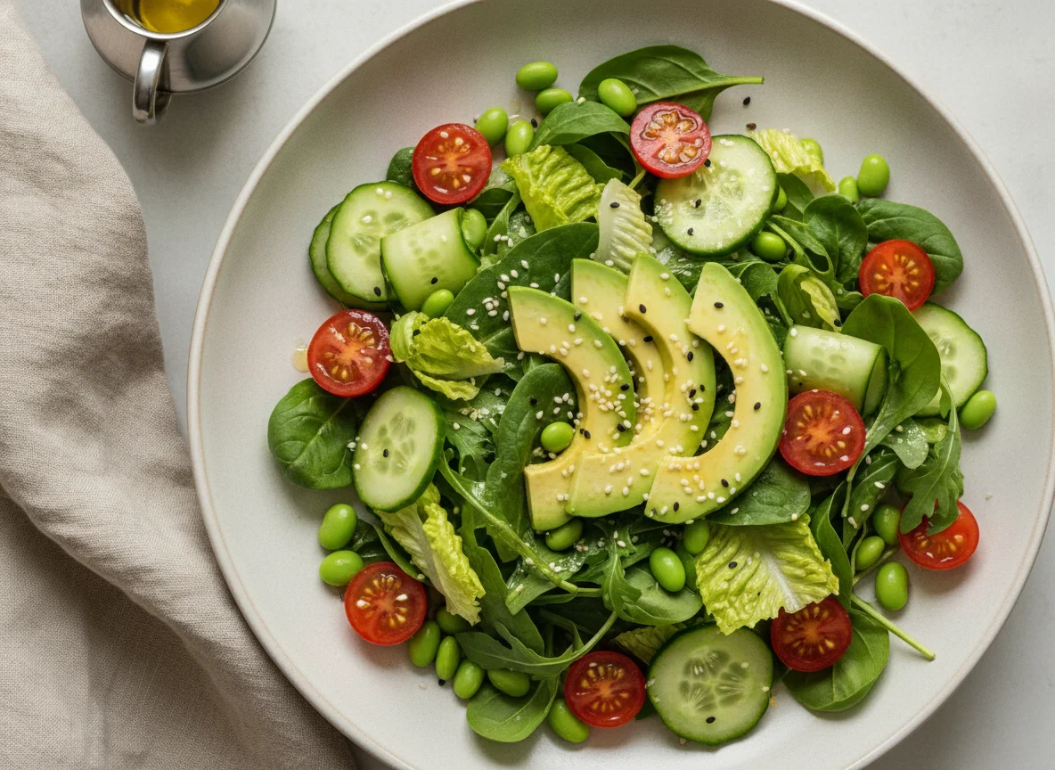 Avocado and Vegetable Salad with Sesame Seeds photo