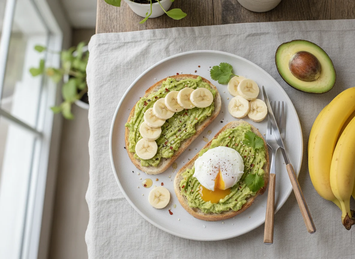 Avocado toast and banana photo