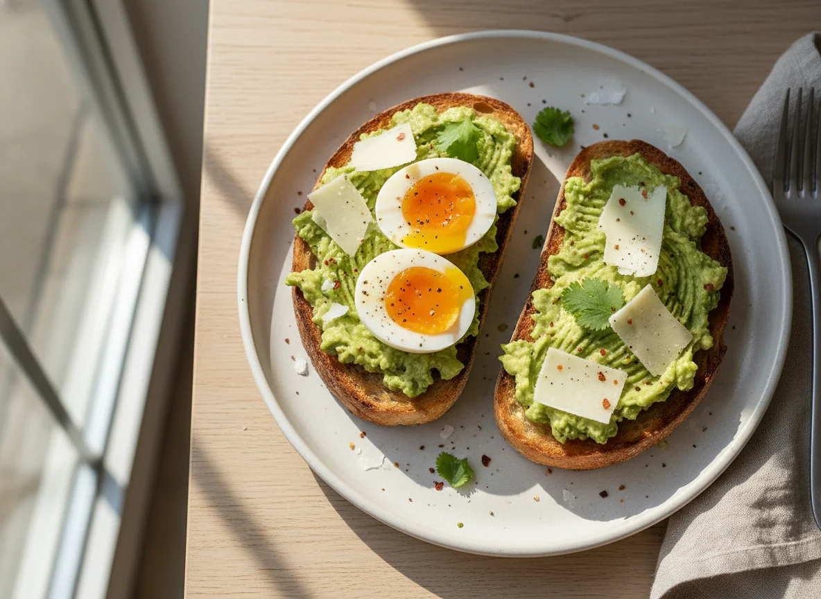 Avocado Toast with Boiled Egg and Cheese photo