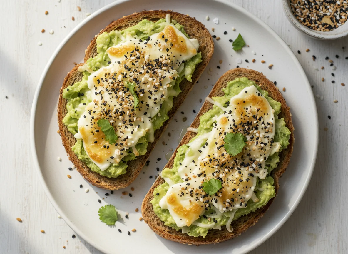 Avocado Toast with Cheese and Seasoning photo