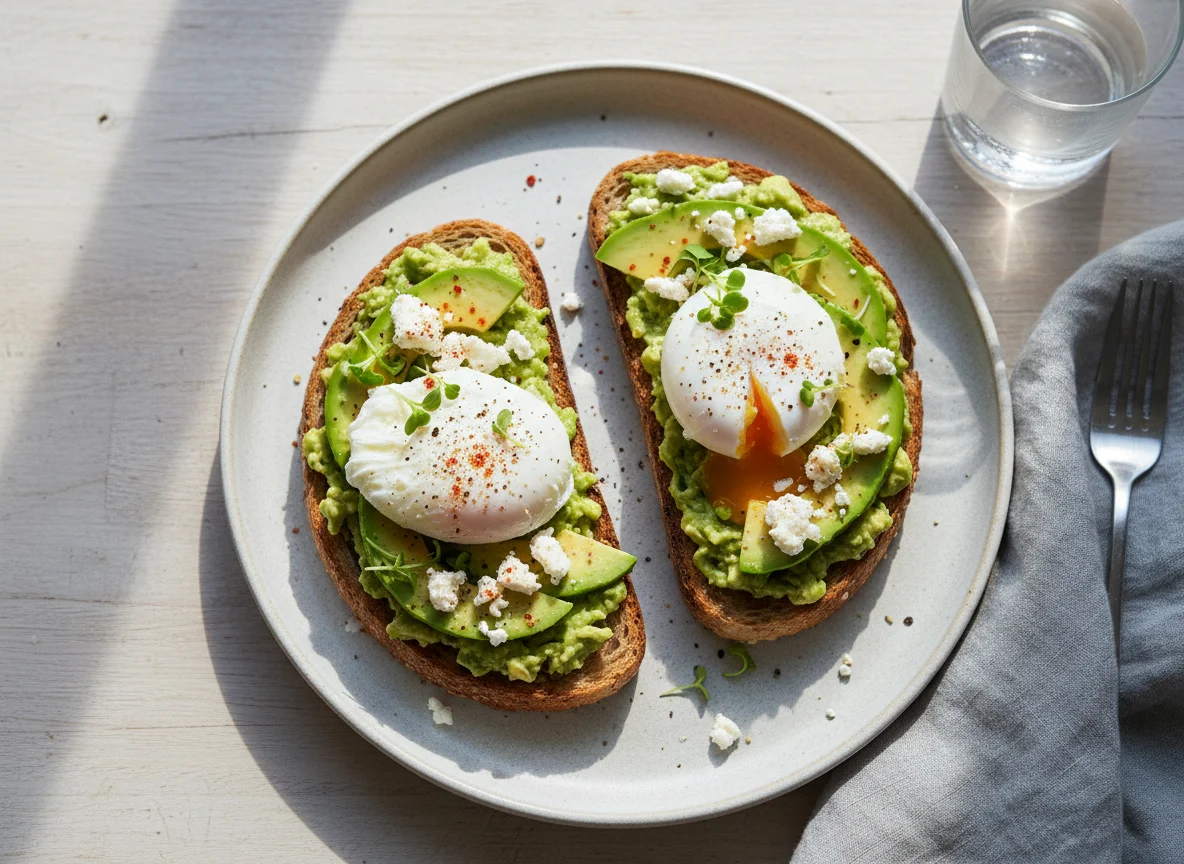 Avocado Toast with Eggs and Feta photo