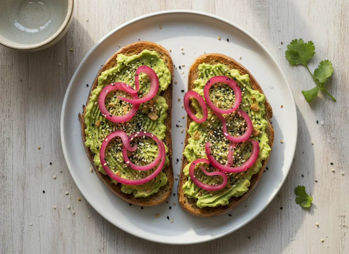 Avocado Toast with Pickled Onions photo