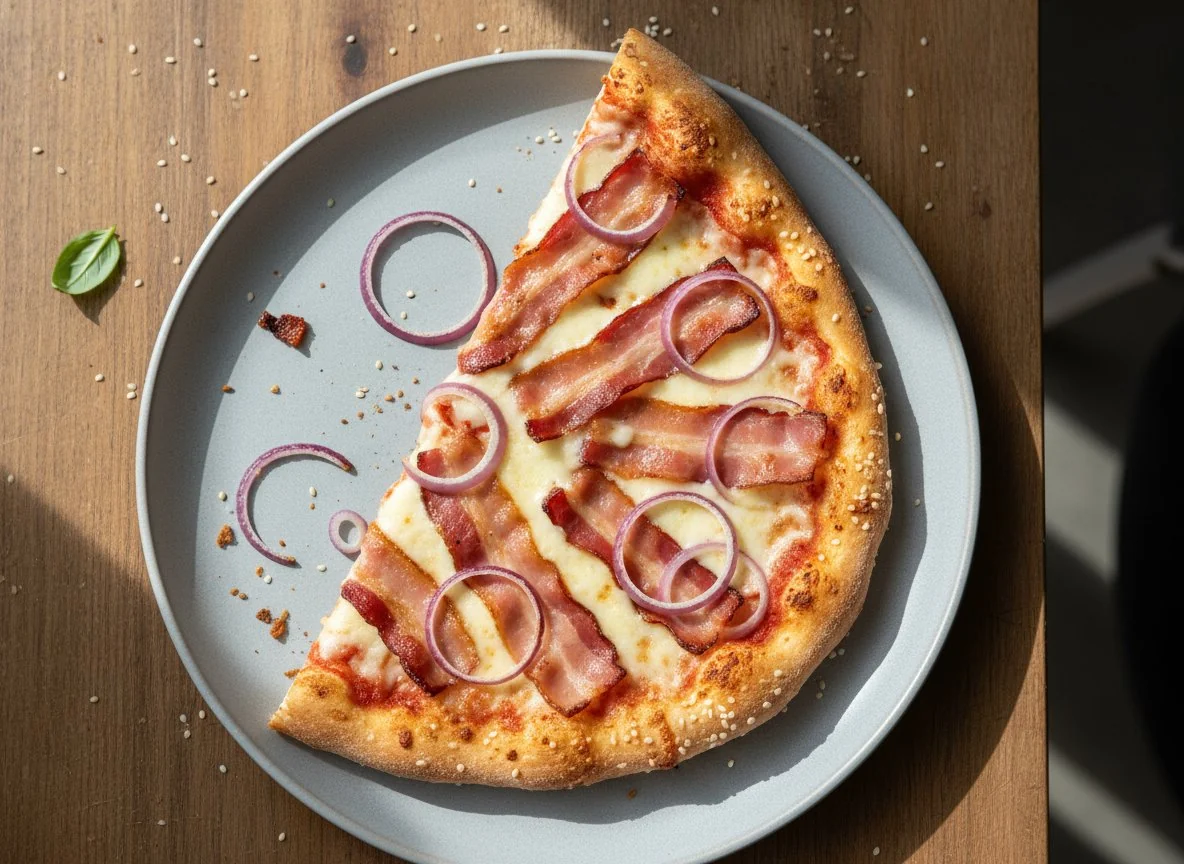 Bacon and Cheese Pizza Slice photo