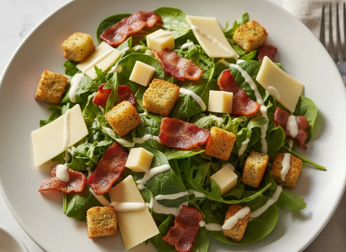 Bacon and Cheese Salad with Croutons photo