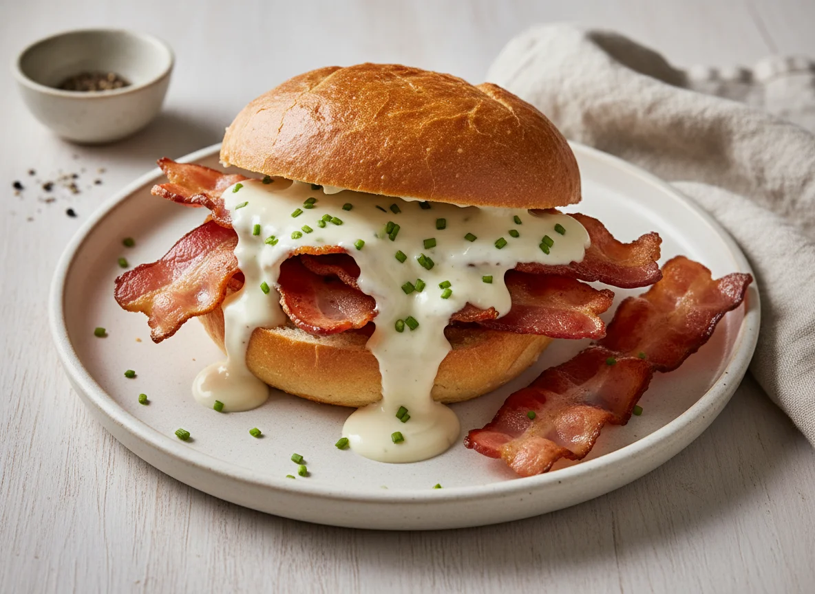 Bacon and Creamy Sauce Sandwich photo
