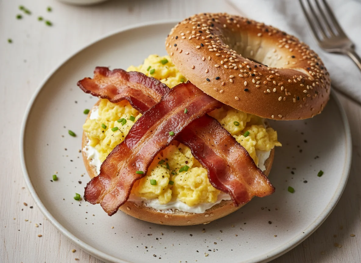 Bacon and Egg Bagel Sandwich photo