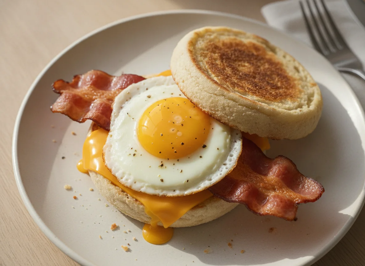 Bacon and Egg English Muffin Sandwich photo