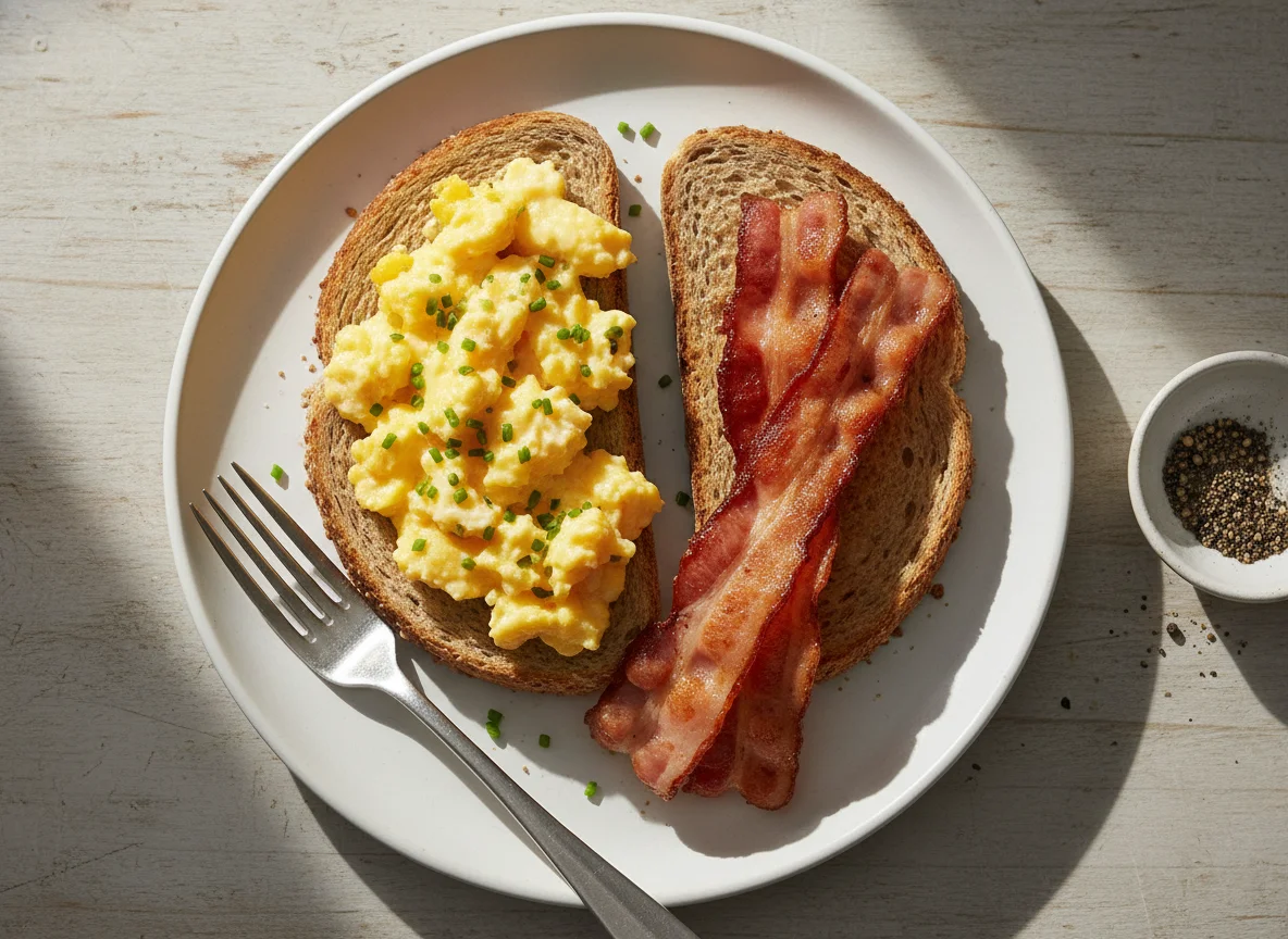Bacon and Scrambled Eggs on Toast photo