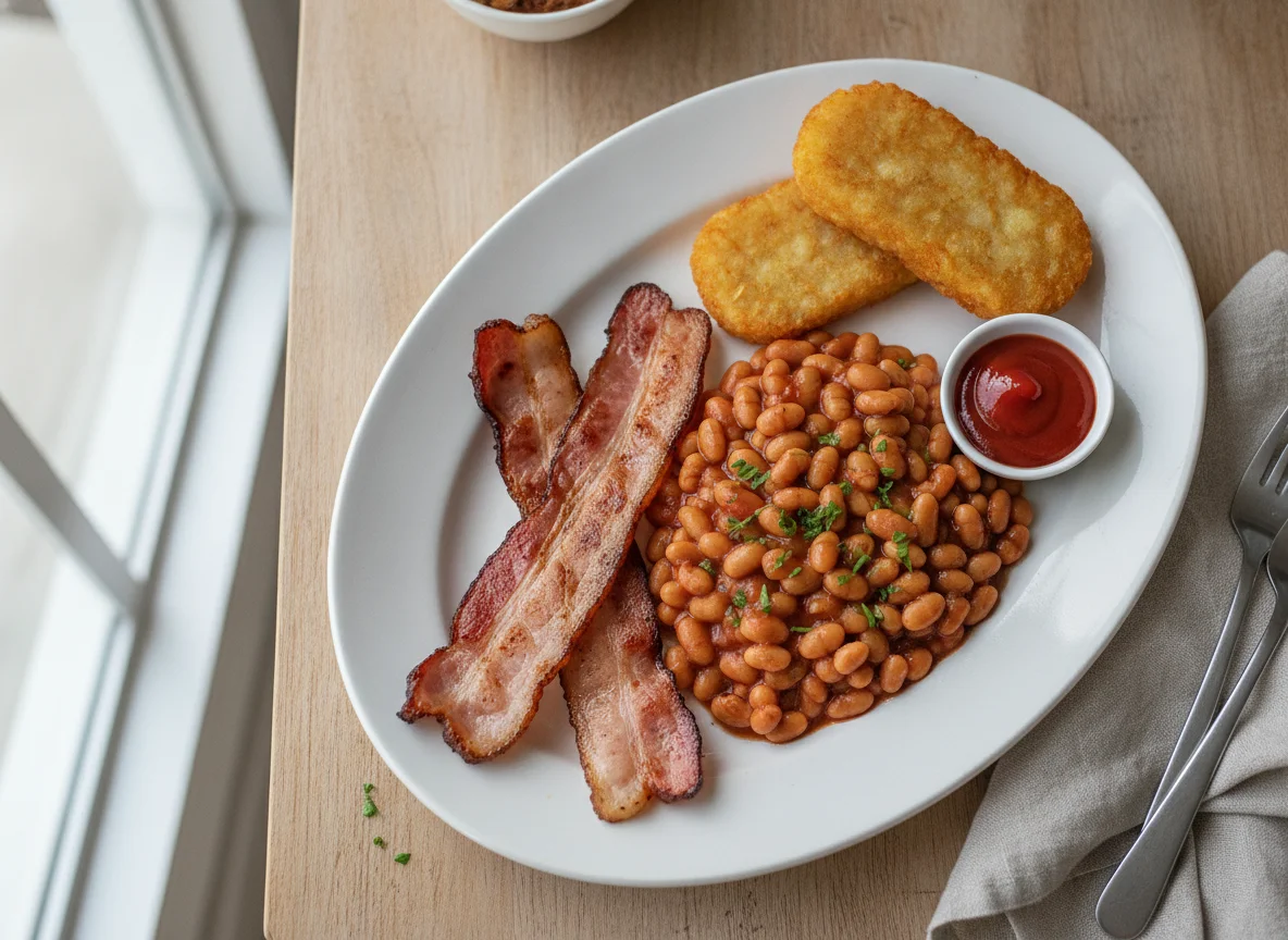 Bacon, Baked Beans and Hash Brown photo