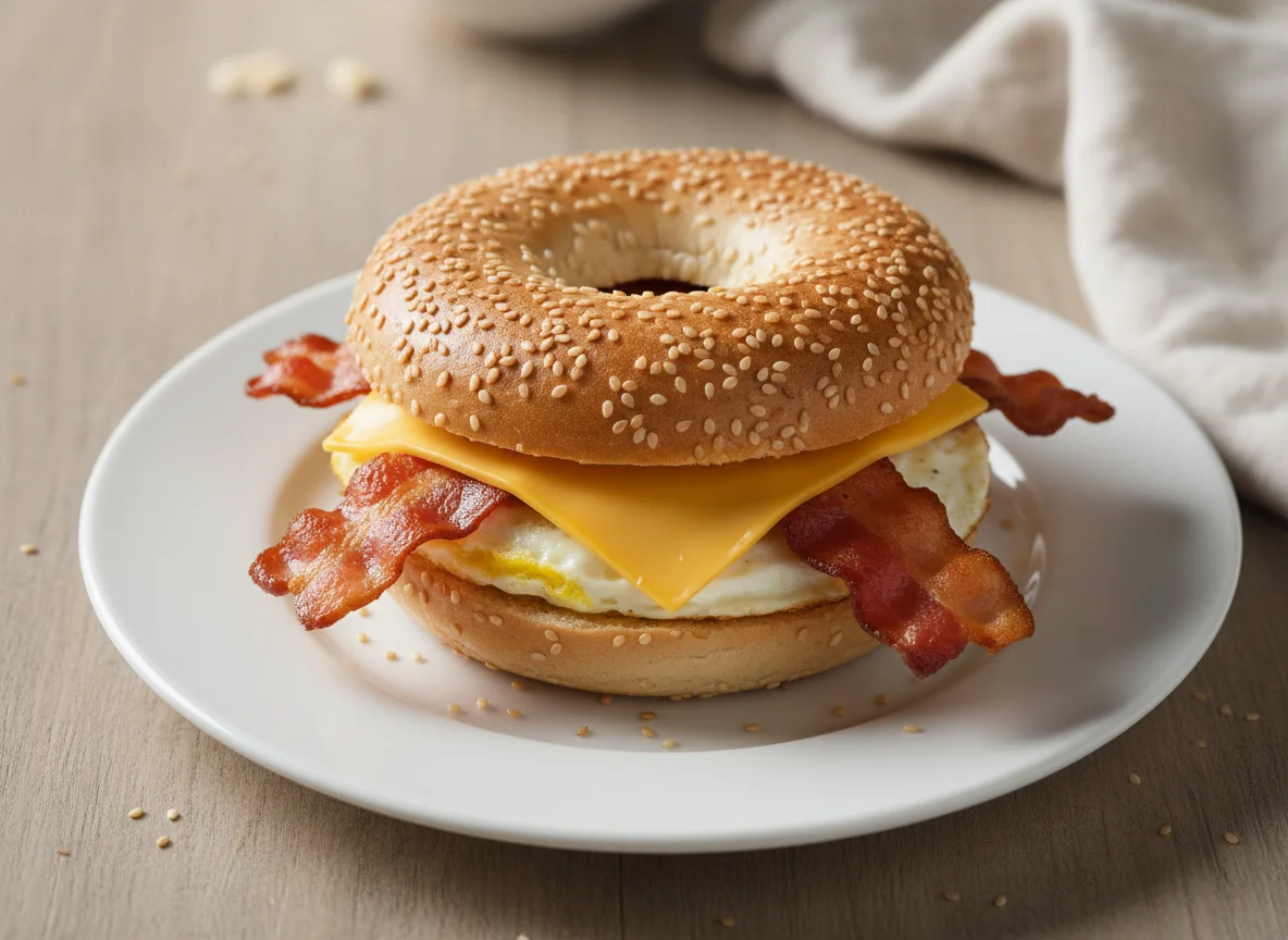 Bacon, Egg, and Cheese Bagel Sandwich photo
