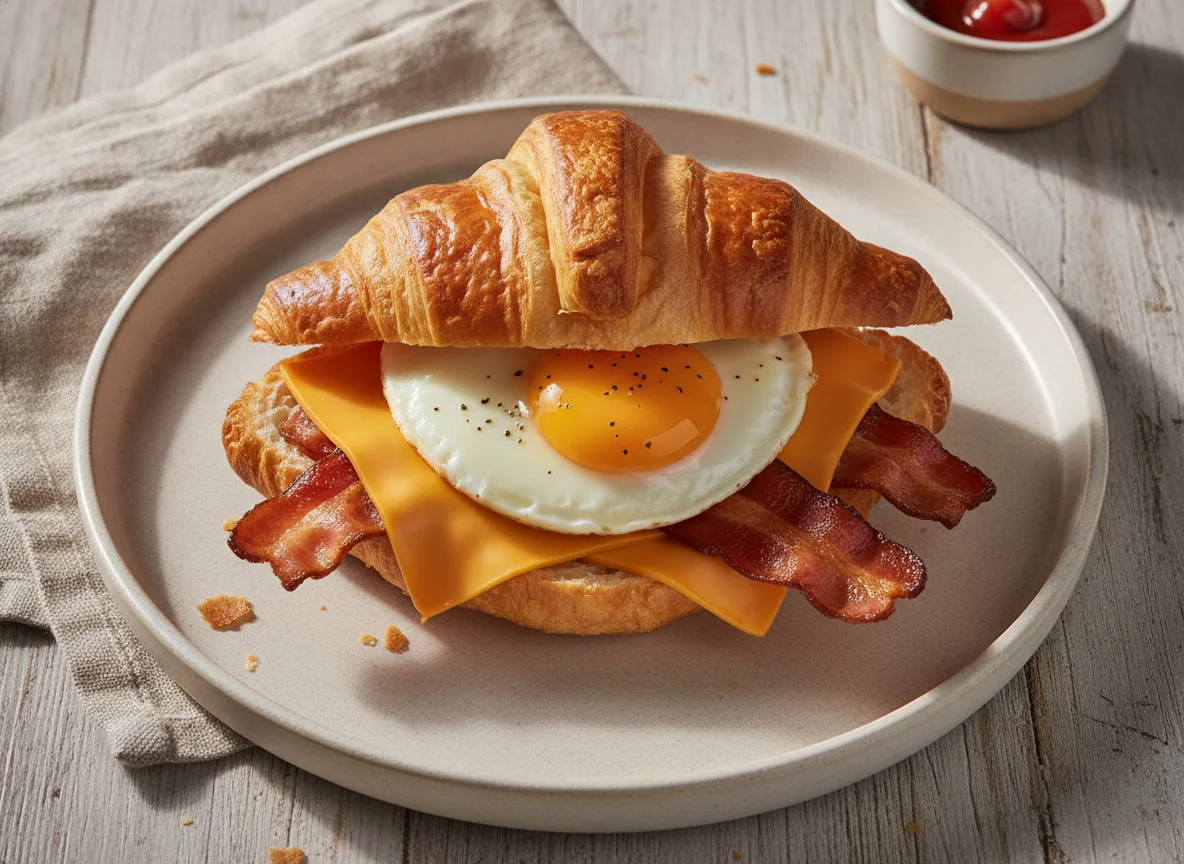 Bacon Egg and Cheese Croissant Sandwich photo