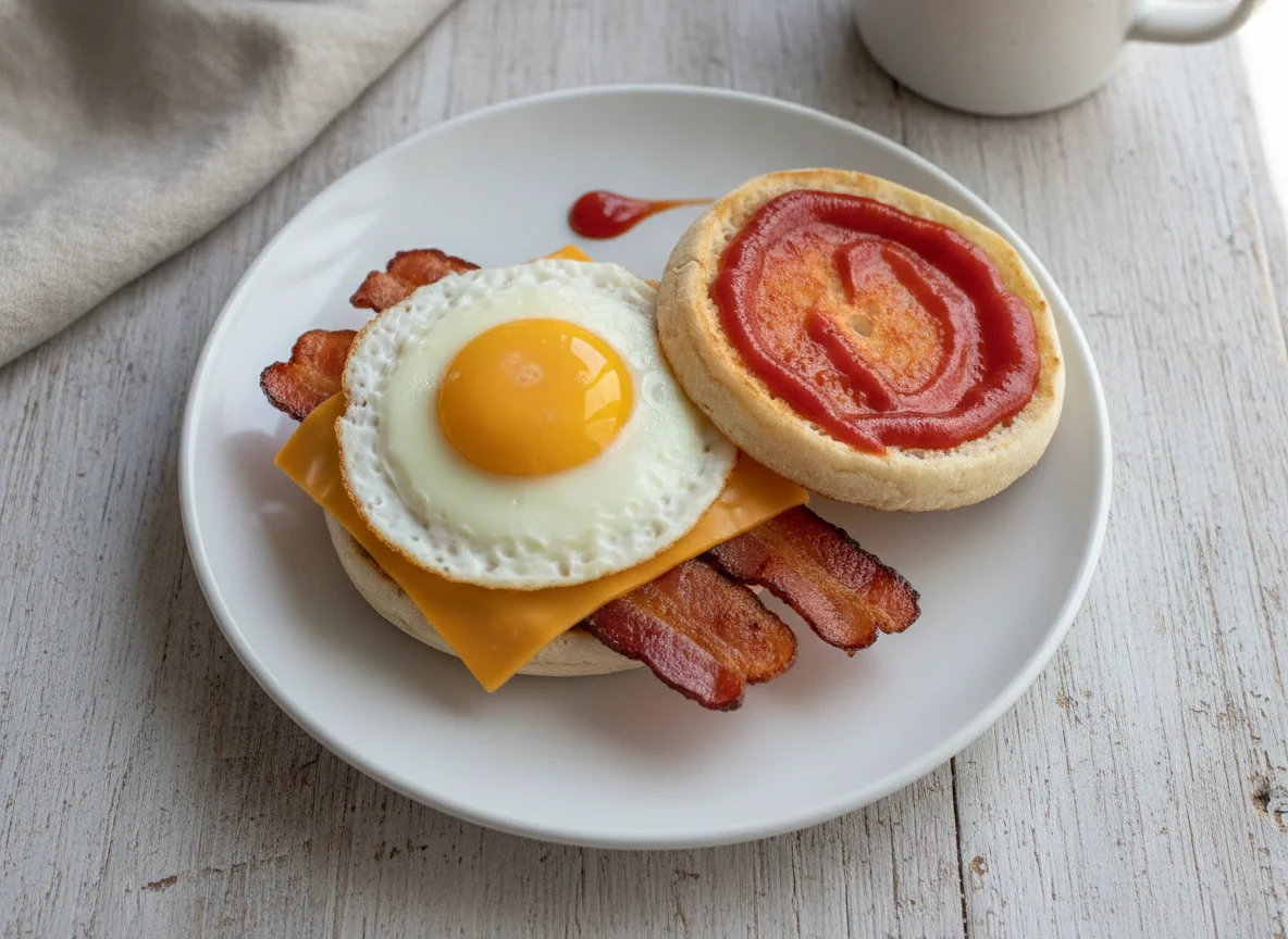 Bacon Egg and Cheese English Muffin Sandwich photo