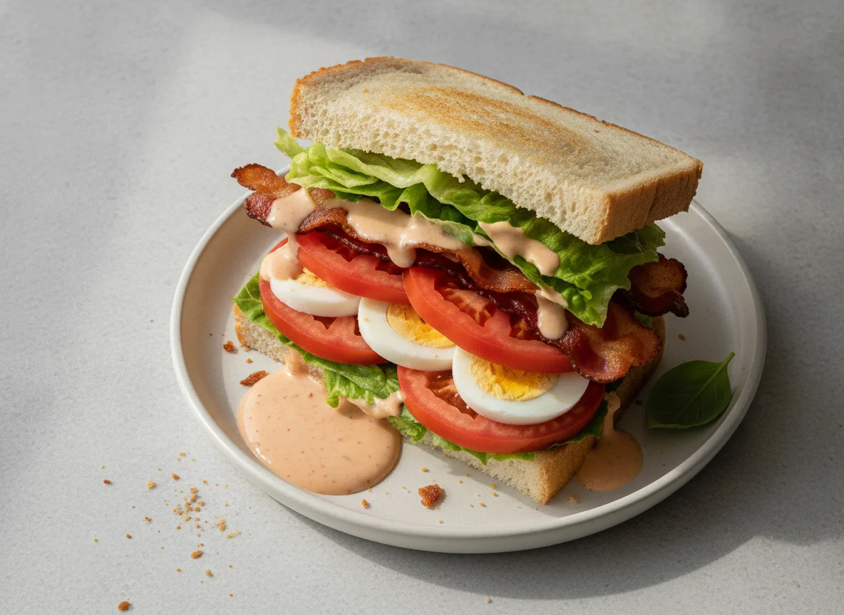 Bacon Lettuce Tomato and Egg Sandwich photo