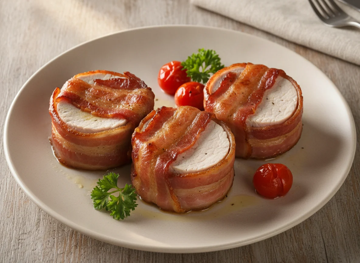 Bacon-wrapped pork medallion photo