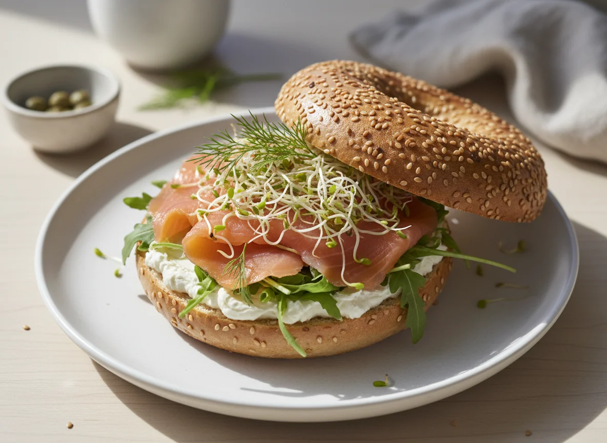 Bagel with Smoked Salmon and Cream Cheese photo