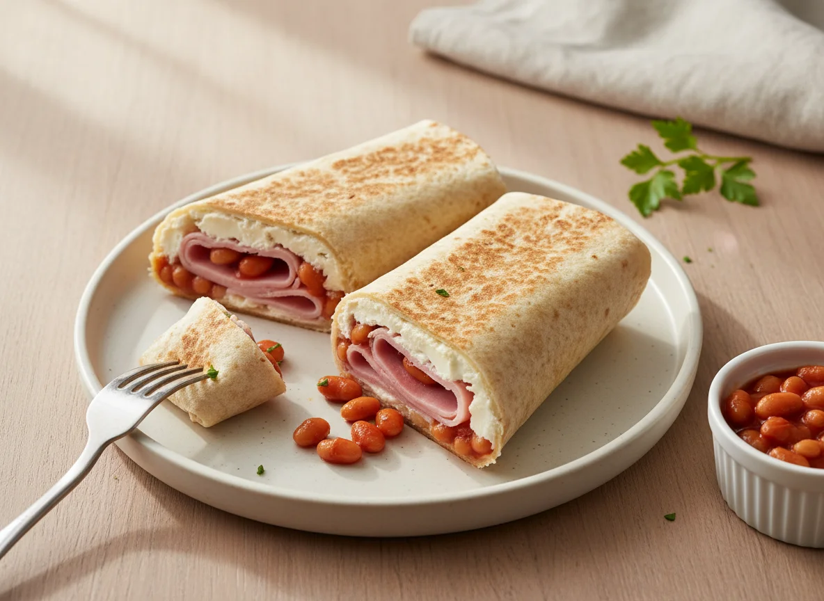 Baked Bean and Ham Wrap photo