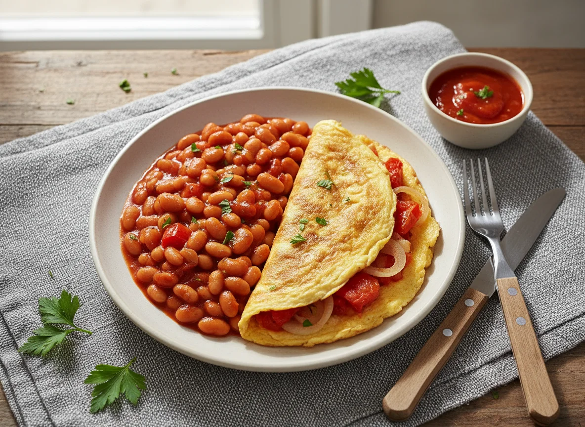 Baked Beans and Vegetable Omelette photo