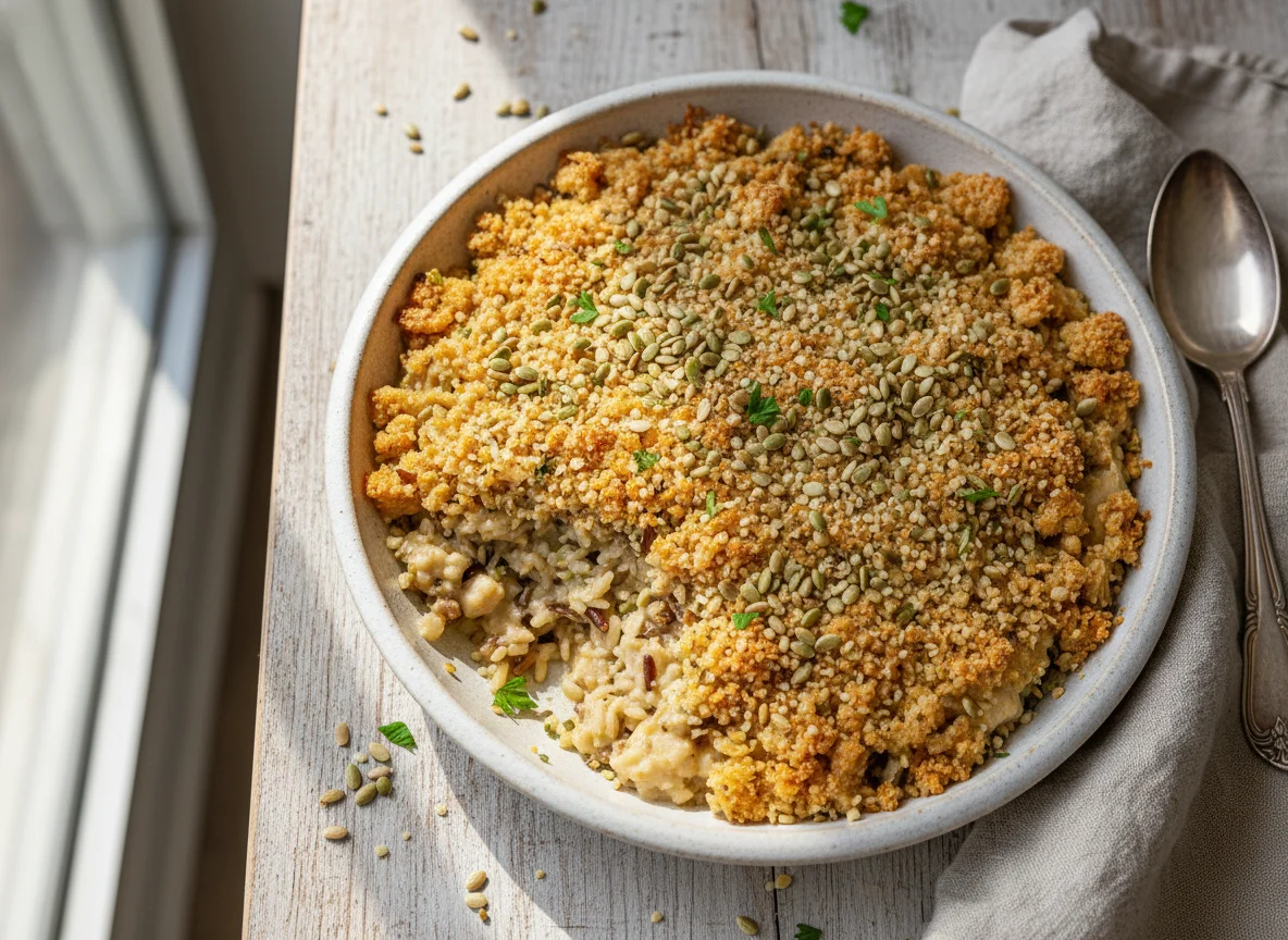 Baked Casserole with Hemp Seed Topping photo