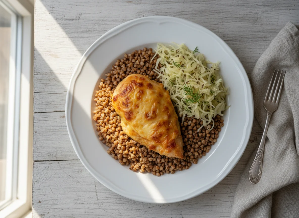 Baked Chicken with Buckwheat and Sauerkraut photo