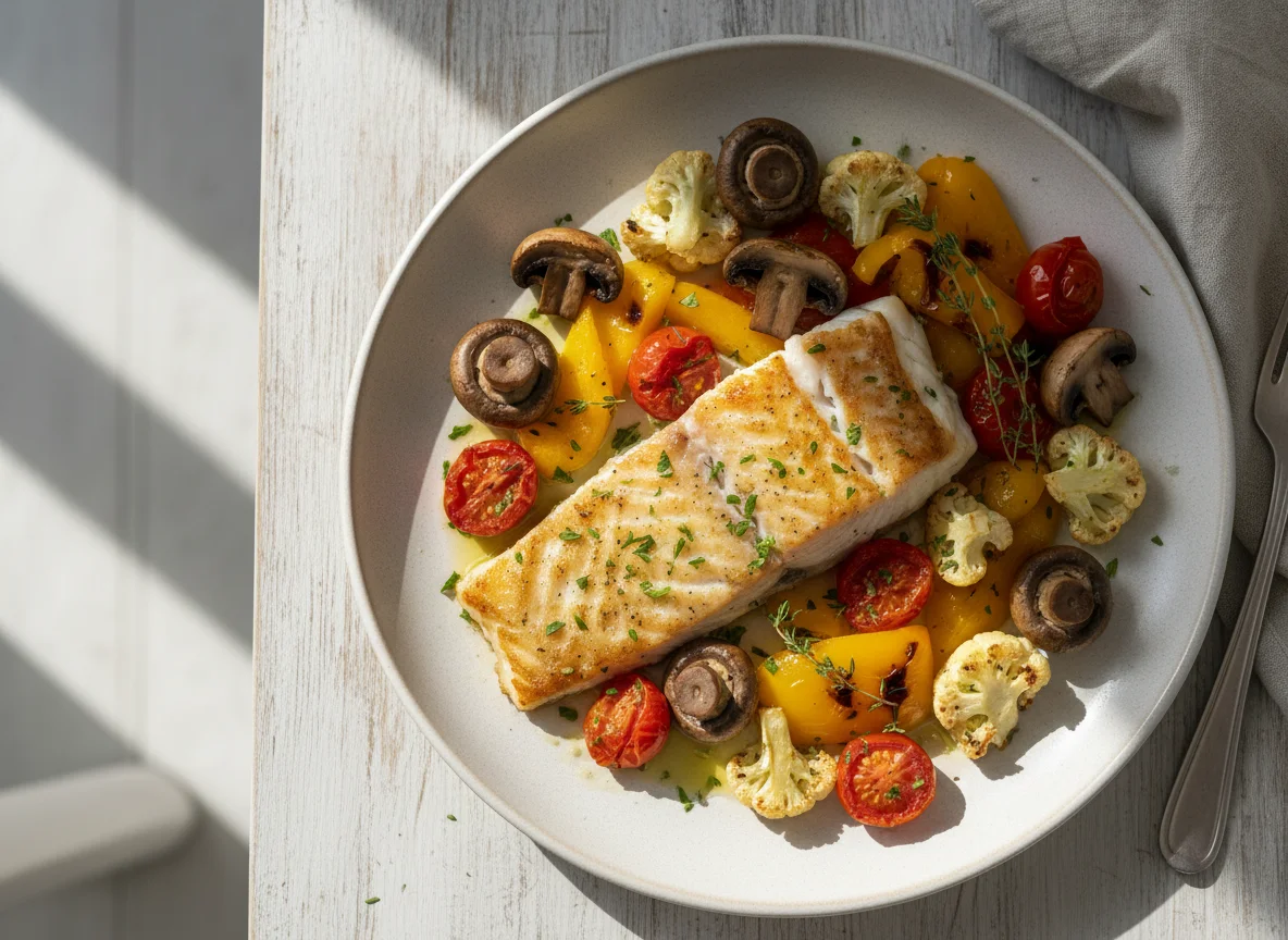 Baked Cod with Roasted Vegetables photo