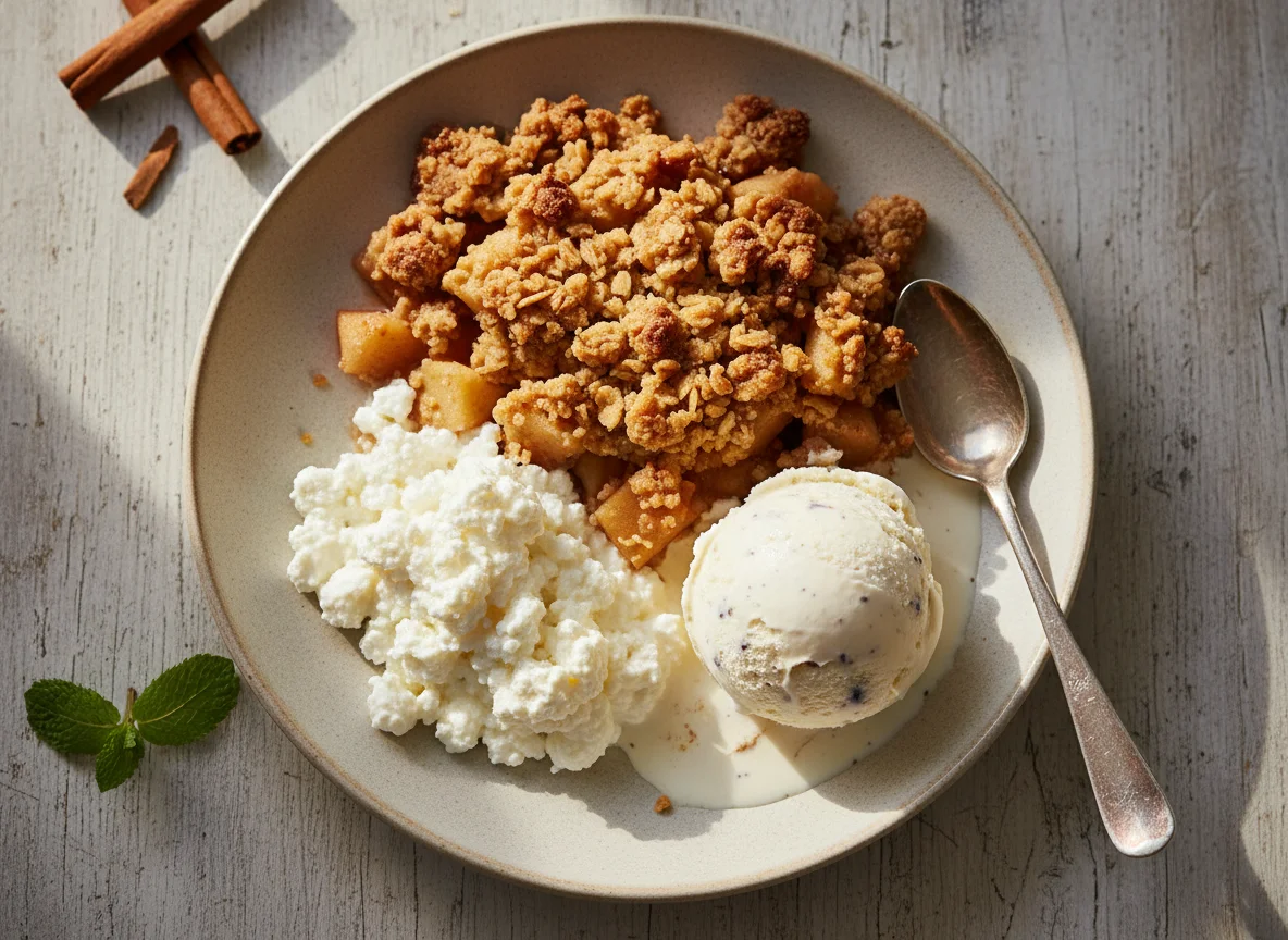 Baked Dessert with Cottage Cheese and Cream photo