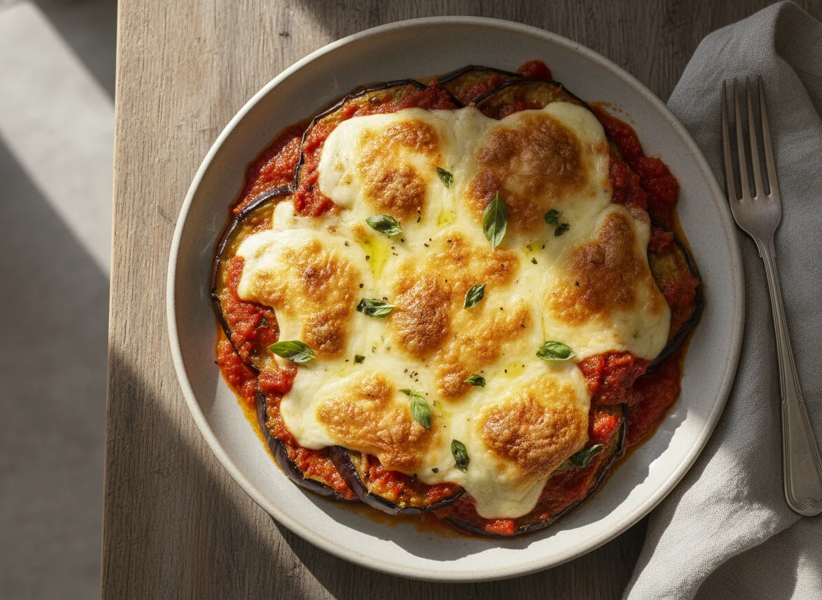 Baked Eggplant with Tomato Sauce and Cheese photo