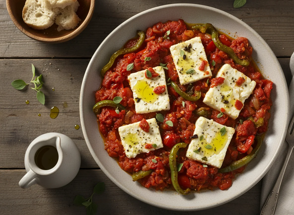 Baked Feta with Tomatoes and Peppers photo