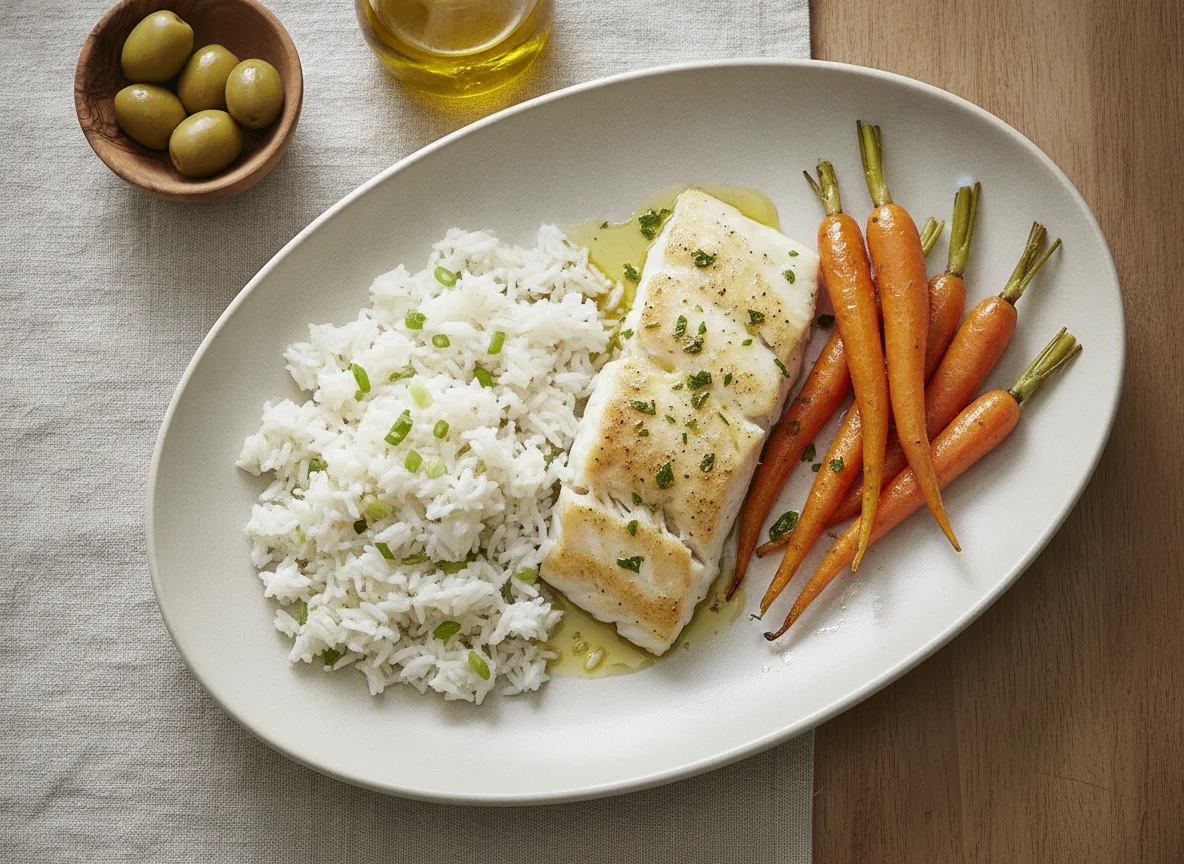 Baked Fish with Rice and Carrots photo