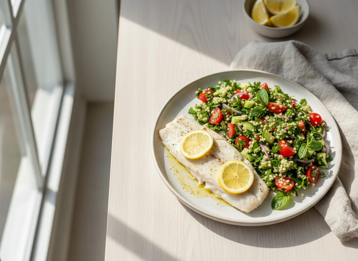Baked Fish with Tabbouleh Salad photo