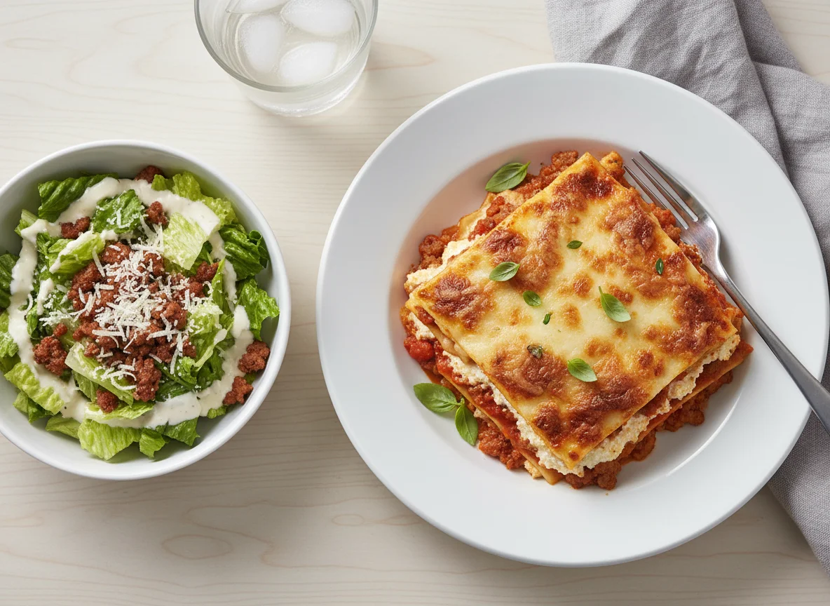 Baked Lasagna with Side Salad photo