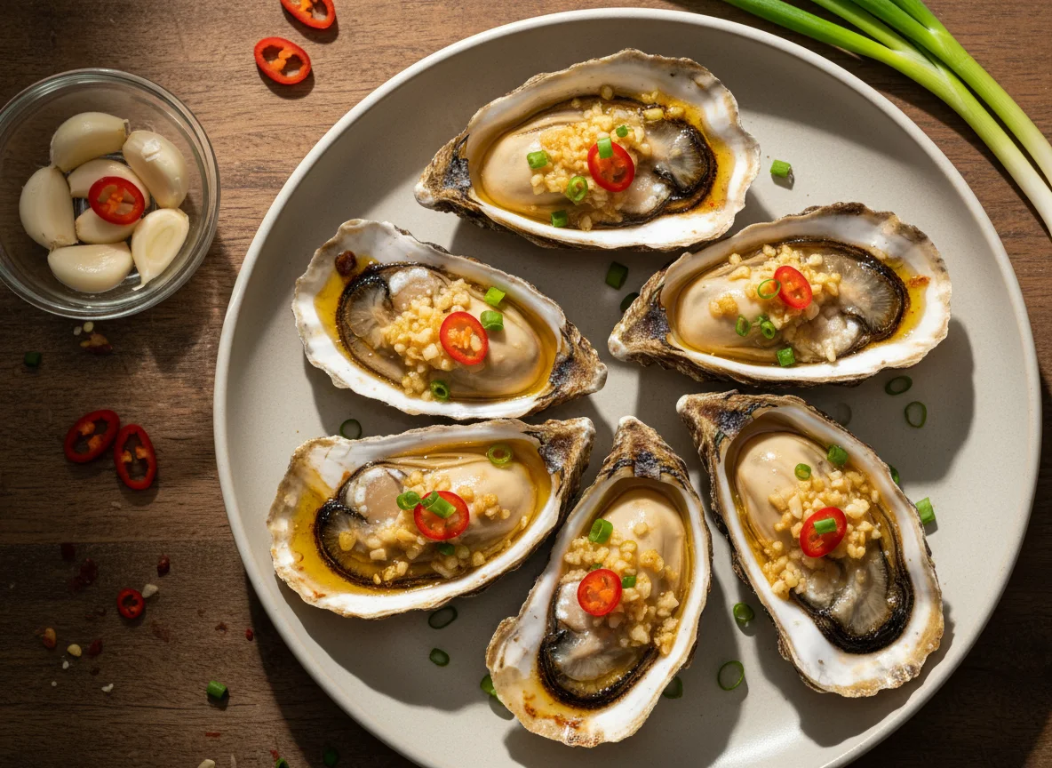Baked Oysters with Garlic and Chili photo
