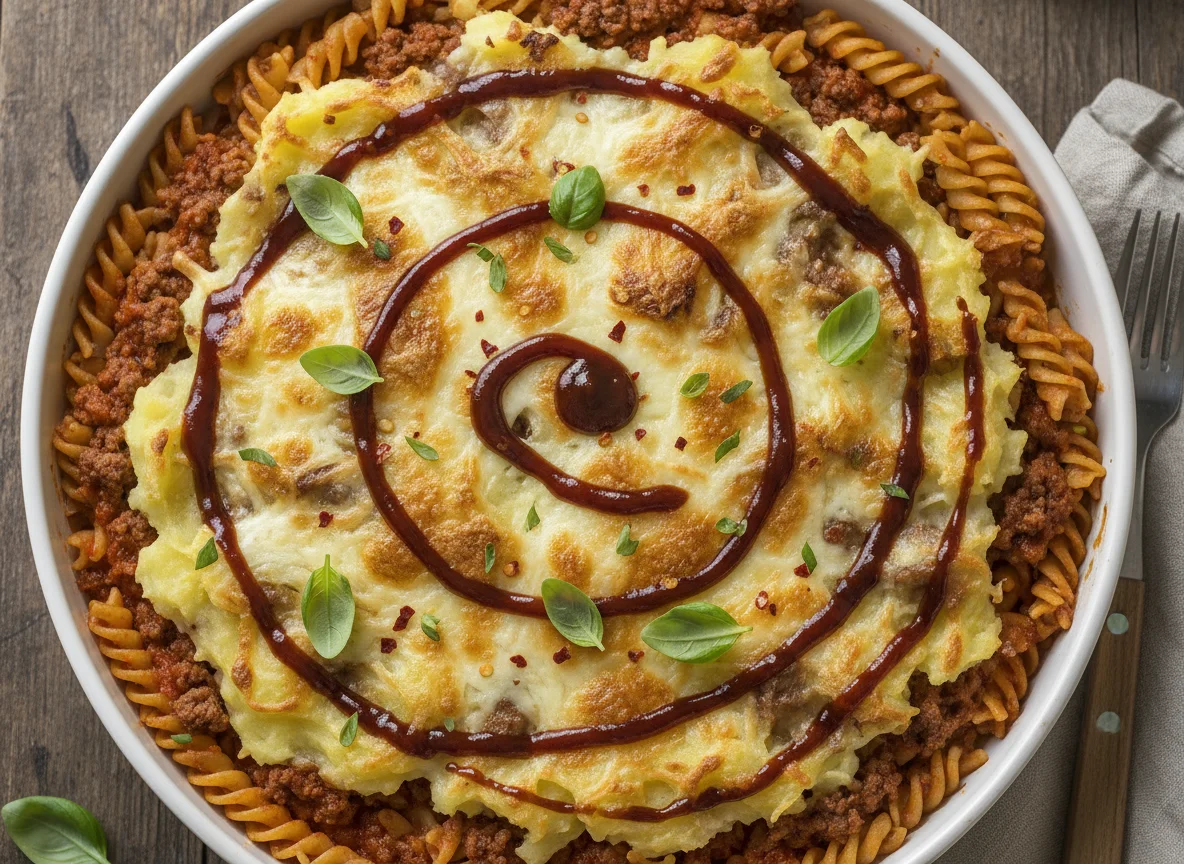 Baked Pasta with Meat Sauce and Cheese photo