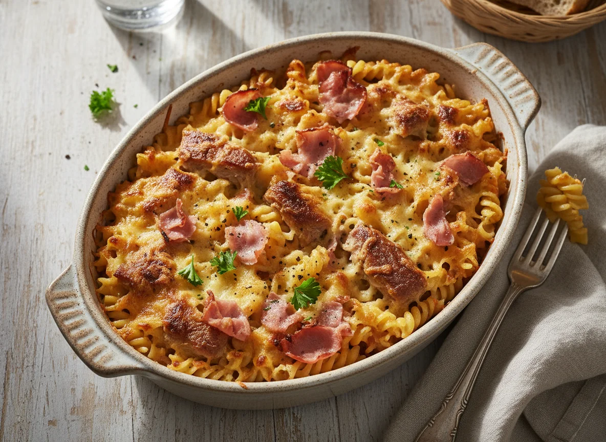 Baked Pasta with Pork and Ham photo