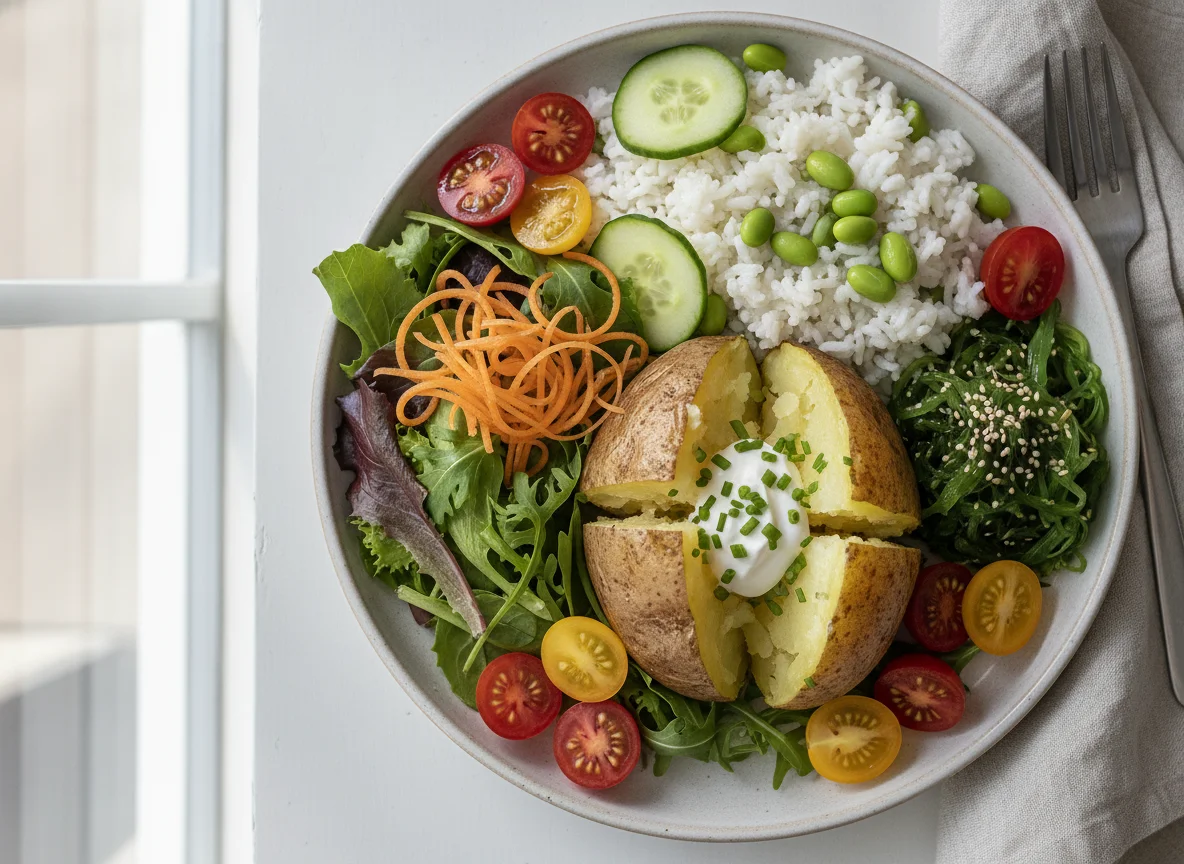 Baked Potato and Rice Salad Plate photo
