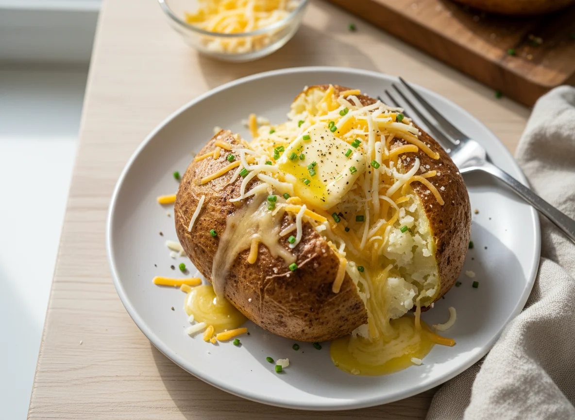 Baked Potato with Butter and Cheese photo