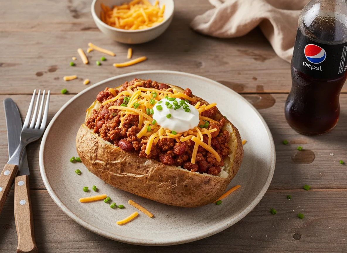 Baked Potato with Chilli and Cheese photo