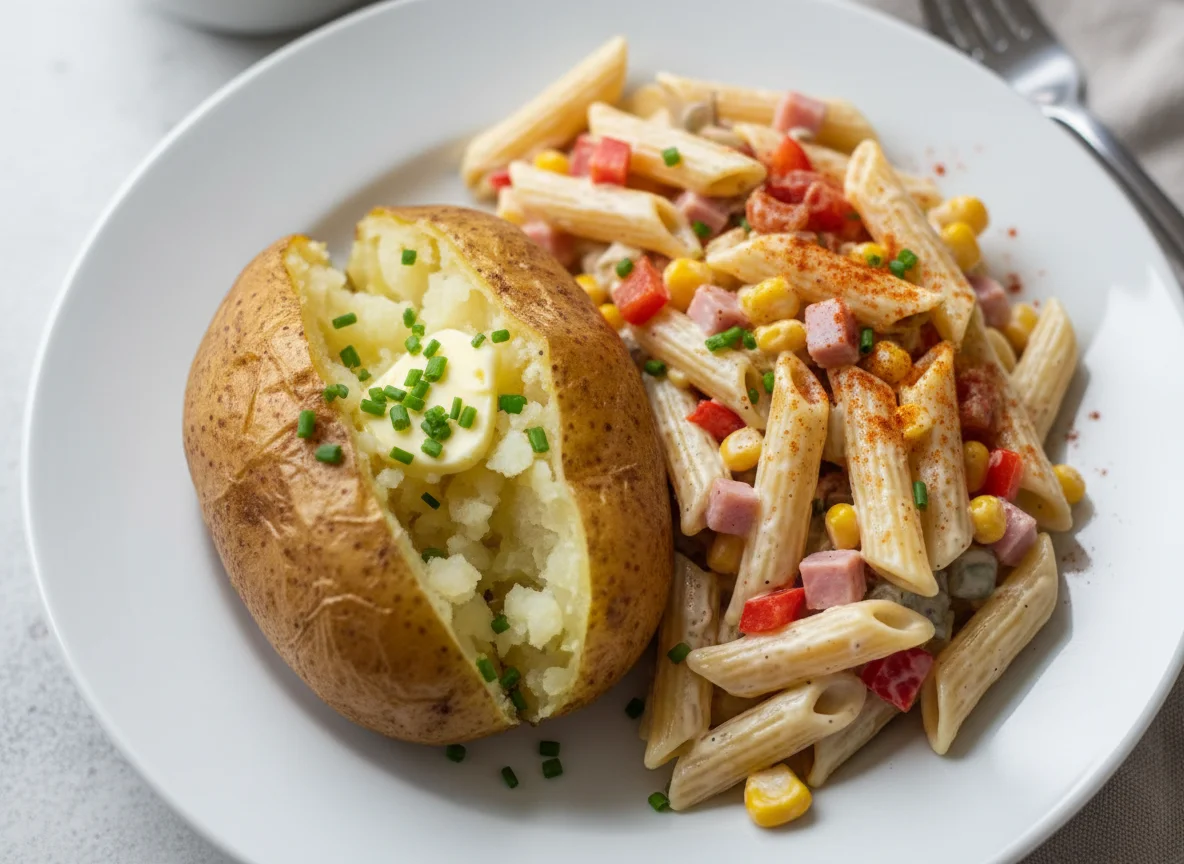 Baked Potato with Creamy Pasta Salad photo